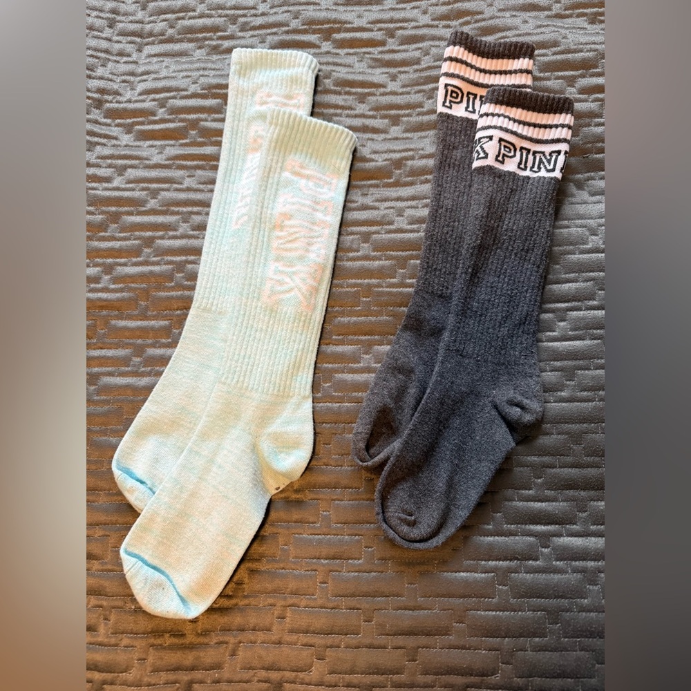 PINK Victoria's Secret Men's Socks - Cream and Gray